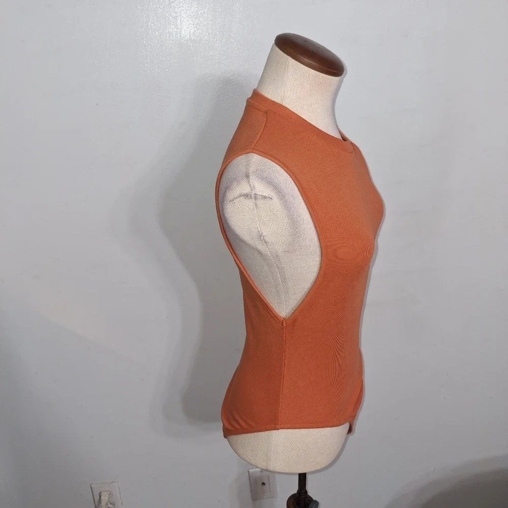 Orange Sleeveless Bodysuit- W Sz Small - Picture 2 of 7